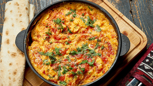 Scrambled eggs with tomato and spices